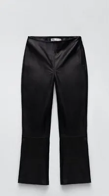 Zara Black Real Leather Trousers Size XS- BNWT RP £149 • £45
