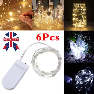 6 Pack 2M 20 LED Battery Micro Rice Wire Copper Fairy String Lights Party  UK • £4.88