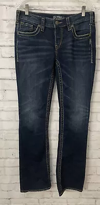 Silver Aiko Bootcut  Women's Denim Blue Jeans 30x35 Stretch Thick Stitch • $27.11
