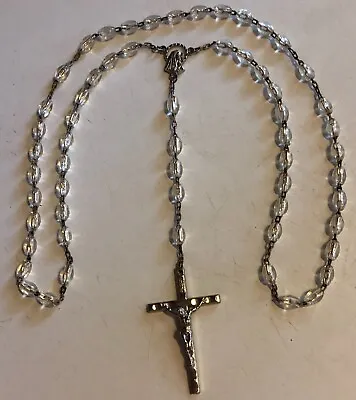 Vintage Catholic Plastic Rosary Bead Metal Signed  Italy 18  Long • $7.49