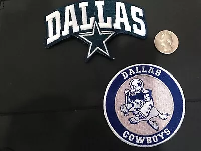 (2) DALLAS COWBOYS VINTAGE NFL EMBROIDERED Iron On Patch Lot 4  X 2 1/2    • $8.99