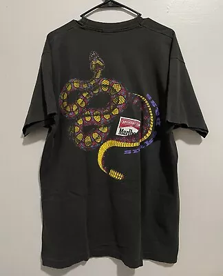 Vintage Marlboro Adventure Team Snake Pass Men’s Double Sided Black T-Shirt - XL • $190