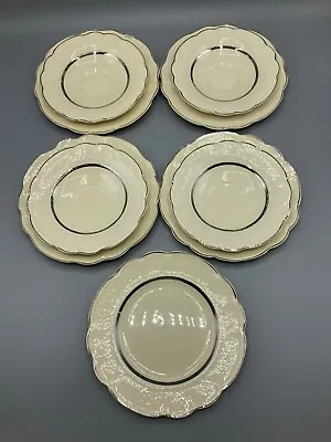 Set Of Vintage J&G Meakin Sol Sunshine Cream & Silver Side Plates & Saucers (B8) • £14.99
