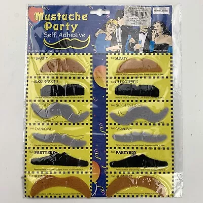 Mustache Party Self Adhesive Set Of 12 Novelty New • $6.97