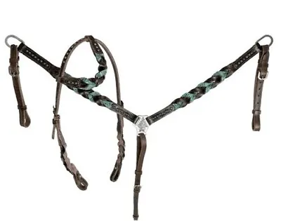 Showman Miracle Braid One Ear Headstall Breast Collar And Reins Tack Set • $85.99