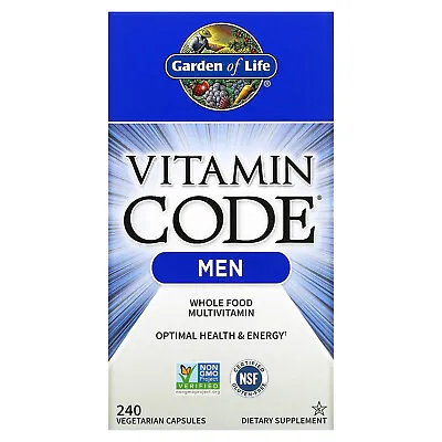 Garden Of Life Vitamin Code Men 240 Vegetarian Capsules Gluten-Free Kosher No • $60.89