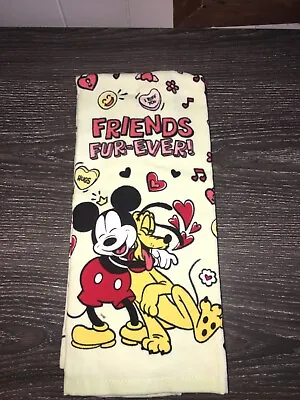 Disney Hand Towel New Pluto & Mickey Mouse Dish Towel Cotton Valentines Day • $14.99