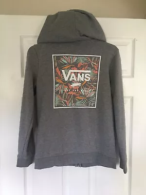 Womens’s Grey Vans Off The Wall Floral Motif Zip Through Hoodie Size S Small • £15