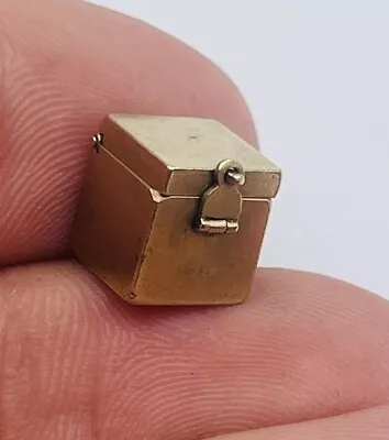 Antique 14k Yellow Gold Moving Door Lock Box Charm • $350