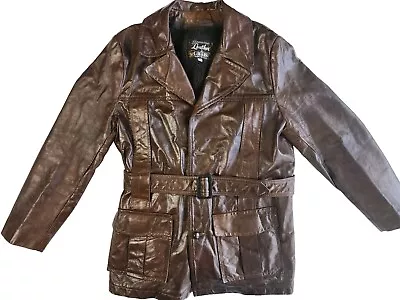 Vintage Grais Genuine Leather Jacket Mens 38 Coat Brown Brown Made In USA READ • $57.95