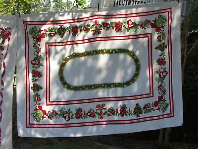 $15 • Buy Vintage Christmas Tablecloth 51 X 67 Inches