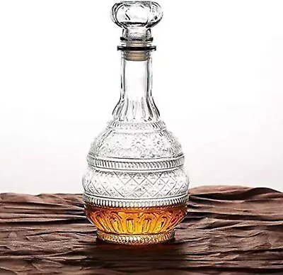 Whiskey Decanter Glass Crystal Liquor Scotch Vodka Bourbon Bottle Vintage Gift • $22.25