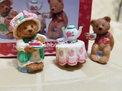 Hallmark Merry Miniatures 1997 Tea Time Bear Set Mary Hamilton Valentine's Day • $10.19