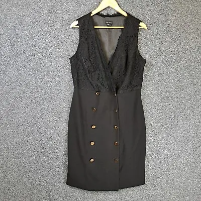 City Chic Womens Dress Plus Size XS Black Lace Sleeveless Stretch V-Neck • $29.95