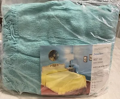 Vintage Penney’s Ribbed Full Size Teal Beadspread 90  X 110  NEW • $64.99