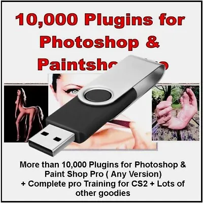 10000 Plugins For Photoshop & Paint Shop Pro + Photoshop Training Course USB • £8.98