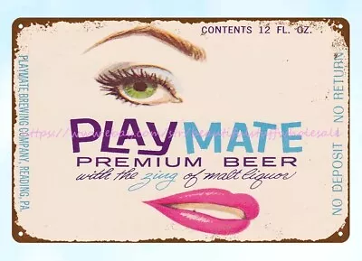 1967 Playmate Premium Beer Playmate Brewing Company Reading PA Metal Tin Sign • $18.89