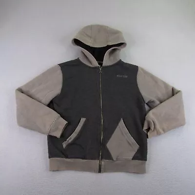 Volcom Jacket Youth Medium Gray Hoodie Full Zip Sweatshirt Sherpa Fleece Lined ^ • $9.58