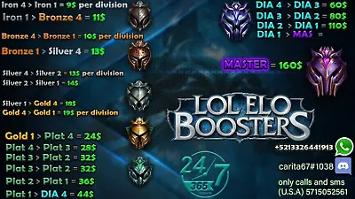 LEAGUE OF LEGENDS EL0 B00ST IM READY WHEN YOU AREalmost 500 Feedbacks • $99.99