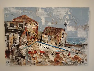 Original Painting. Mixed Media On Canvas. Mullion Cove. Cornwall. 30x20cm • £35