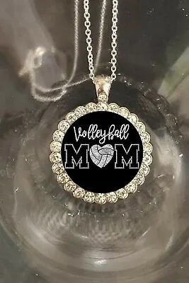Volleyball Mom Pretty Rhinestones Silver Necklace Beautiful Gift Fast Shipping • $18.99