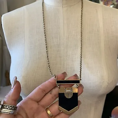 J.Crew Faux Brass Blaxk Lucite Deco Inspired Boho Necklace🥺💕😘 • $24.99