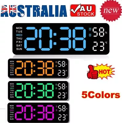 Digital LED Large Display Wall Desk Alarm Clock With Calendar Temperature Date • $23.98