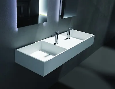 1200 1500 1800 Wall Hung Double Basin Vanity - Stone - Solid Surface Model Duplo • $910