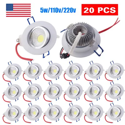 20Pcs COB Dimmable 5w Downlight LED Recessed Ceiling Panel Light Spotlight Lamp • $38.99