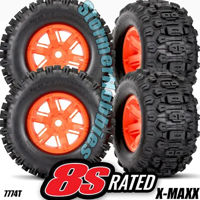 Traxxas TRA7774T Tires & Wheels Assembled Glued X-Maxx Orange Wheels (4) • $135.90