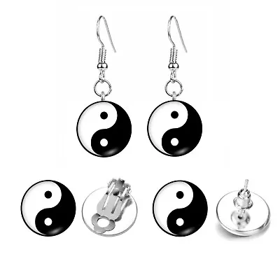 Yin & Yang Earrings Available In Clip-on Stud & Drop Styles. • £6.99