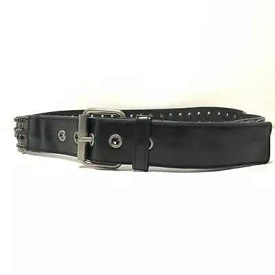 Men's Belt Black 36 Chain Links Biker Punk Belt Casual Men Silver Tone Buckle • $15.29