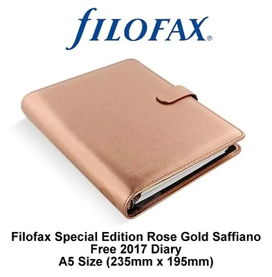 Filofax A5 Saffiano Rose Gold Organiser Planner 2020 Diary (235mm X 195mm) • £39.99