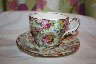 Royal Winton Grimwades Summertime  Tea Cup Saucer Chintz Afternoon Tea Floral • $22