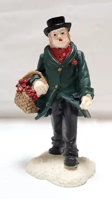 Vintage 90s Mervyn’s Christmas Village Square -Man Walking And Carrying Basket • $14.66