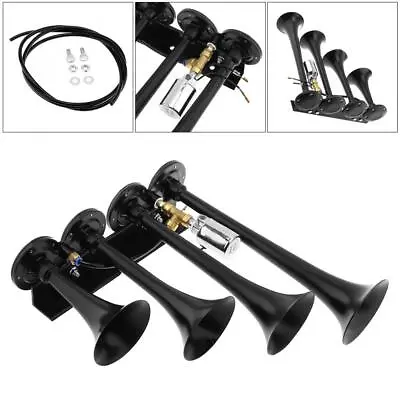 4 Trumpet Air Train Horn For Truck Van Car Boat Electric Air Horn 185db 12V/24V • $45.99