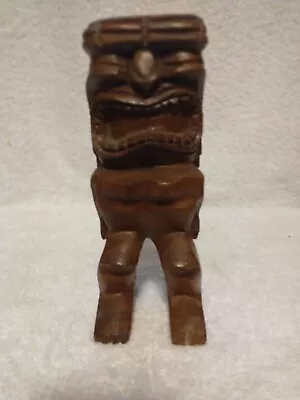 Mid Century Modern Hawaiian Hand Carved Wood Tiki God Goddess Statue 8 1/2  Tall • $24.99