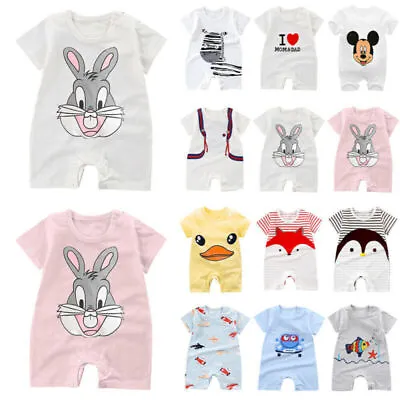 Bunny Animals Newborn Baby Boy Girl Romper Jumpsuit Summer Sleepsuit Spring • £3.47