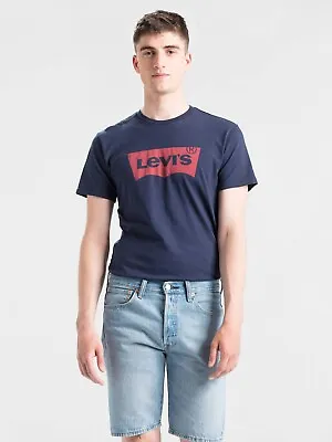 Levis Mens T Shirt Levis Logo Crew Neck Short Sleeves T Shirt Navy Size Small • £10.99