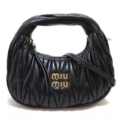 Miu Miu 2way Hand Shoulder Bag Wonder Matelasse Z 5BP078N88F0002 Leather BK NEW • $1852