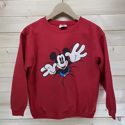 Disney Mickey Mouse Red Cartoon Double Sided Sweatshirt 80s VTG  Youth L 14/16 • $12.50