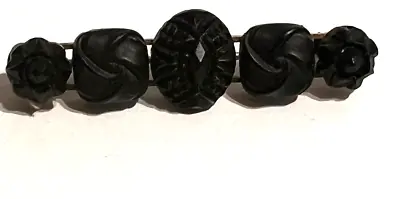 Antique Carved Black Stone Or Glass Mourning Pin Brooch Tube Hinge C Clasp B1-C • $38