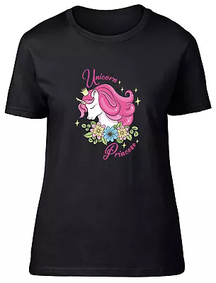 Unicorn Princess Womens T-Shirt Pink Flowers Ladies Gift Tee • £8.99