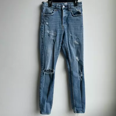 HM H& M Vintage Skinny Distressed High Rise Jeans Size 27 • $8