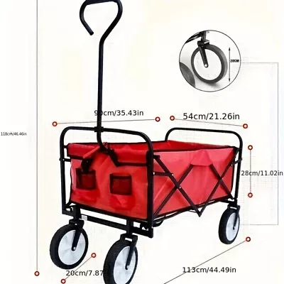 Folding Wagon Garden Shopping Beach Cart Heavy Duty Outdoor Utility Wagon (Red) • $47.05