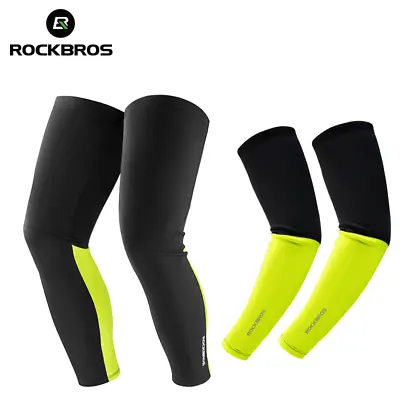 ROCKBROS Winter Patchwork Arm Sleeves Warm Fleece Unisex Leg Arm Warmers • $15.99