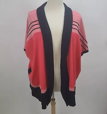 Ming Wang Open Cardigan Women 1X Multicolor Short Sleeve Knit Sweater • $46.79