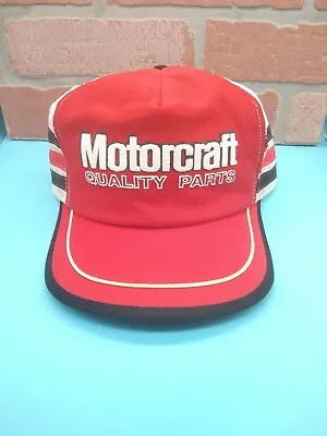 Vtg. Motorcraft Racing Shirt 3 Stripes Snapback Trucker Hat MADE IN USA WOW 👀 • $60