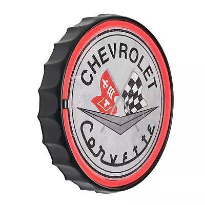 Chevrolet Corvette Neon LED Light Rope Sign Bottle Cap Shaped Bar Man Cave Decor • $39.99