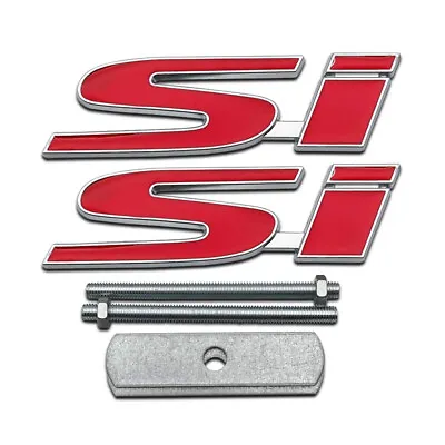 3D Chrome Red Metal Si Logo Front Grille Emblem + Car Lid Sport Badge For Civic • $11.99